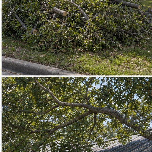 Tree trimming work on a residential property